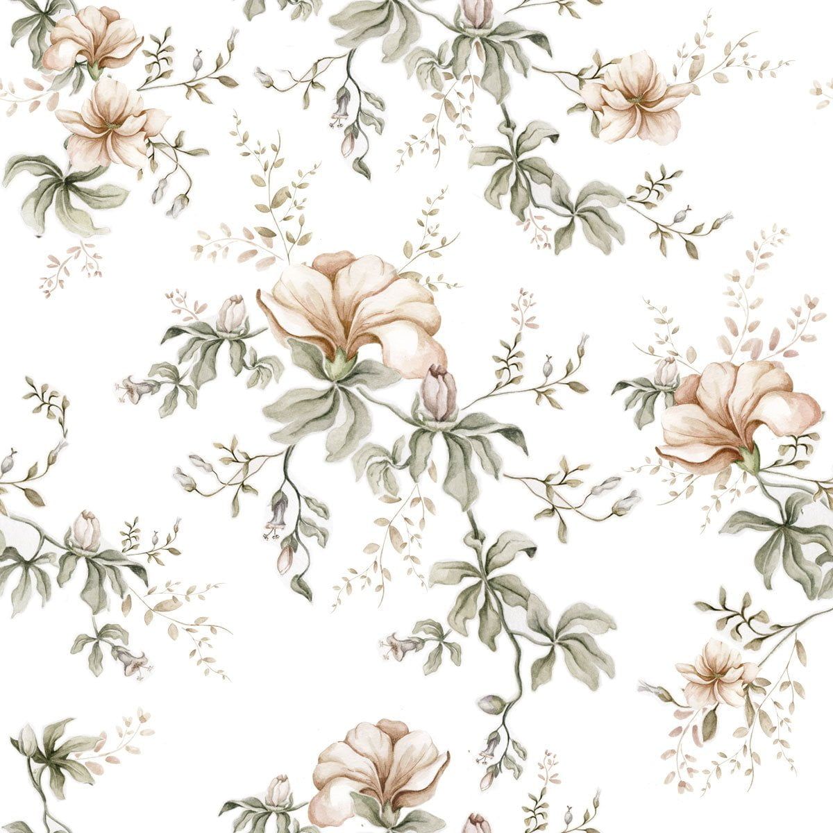 Flowers Of Wilderness White Wallpaper Sample