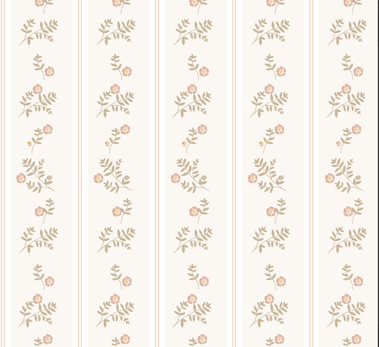 French Cottage Flowers Beige Wallpaper