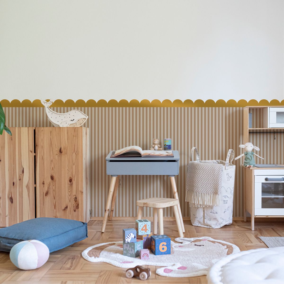 Simple Vintage Stripes Beige Brown Wallpaper Sample