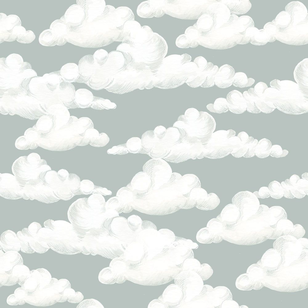 Classic Velveteen clouds gray blue Wallpaper Sample