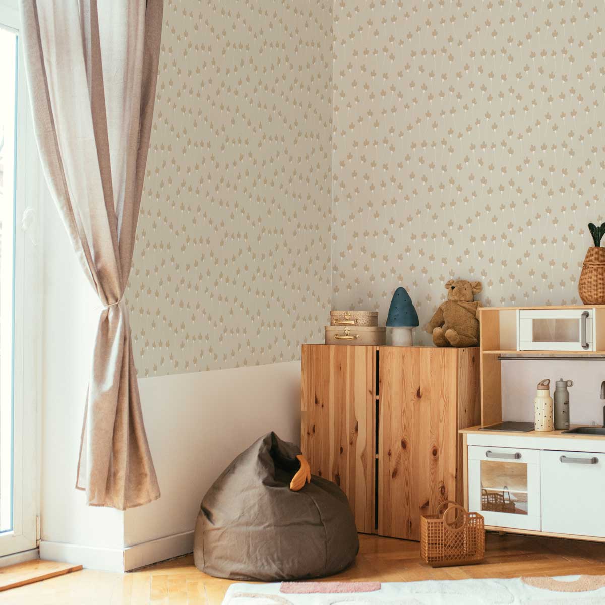 Simple Hearts Beige Wallpaper Sample