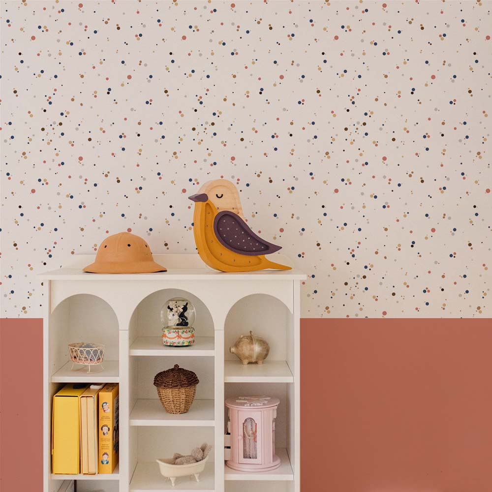 Simple dots minimini cinnamon blue Wallpaper Sample
