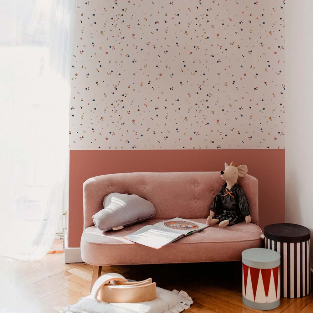 Simple dots minimini cinnamon blue Wallpaper Sample