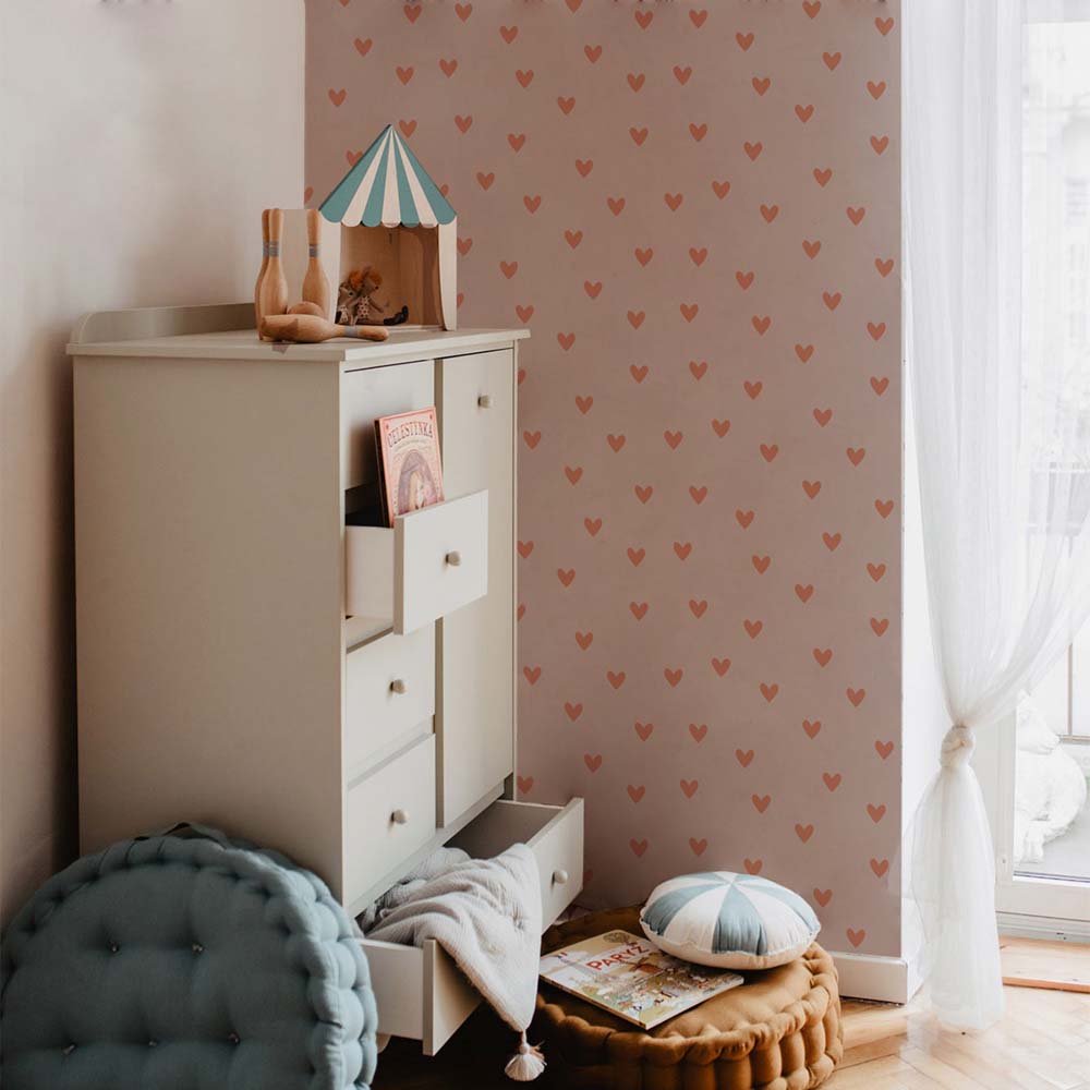 Simple hearts pink and red brick Wallpaper Sample