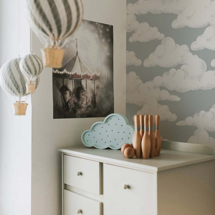 Classic Velveteen clouds gray blue Wallpaper