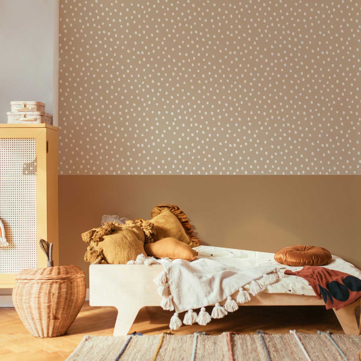 Simple Irregular Dots Beige Wallpaper Sample