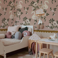 Swans kingdom pink Walllpaper Sample