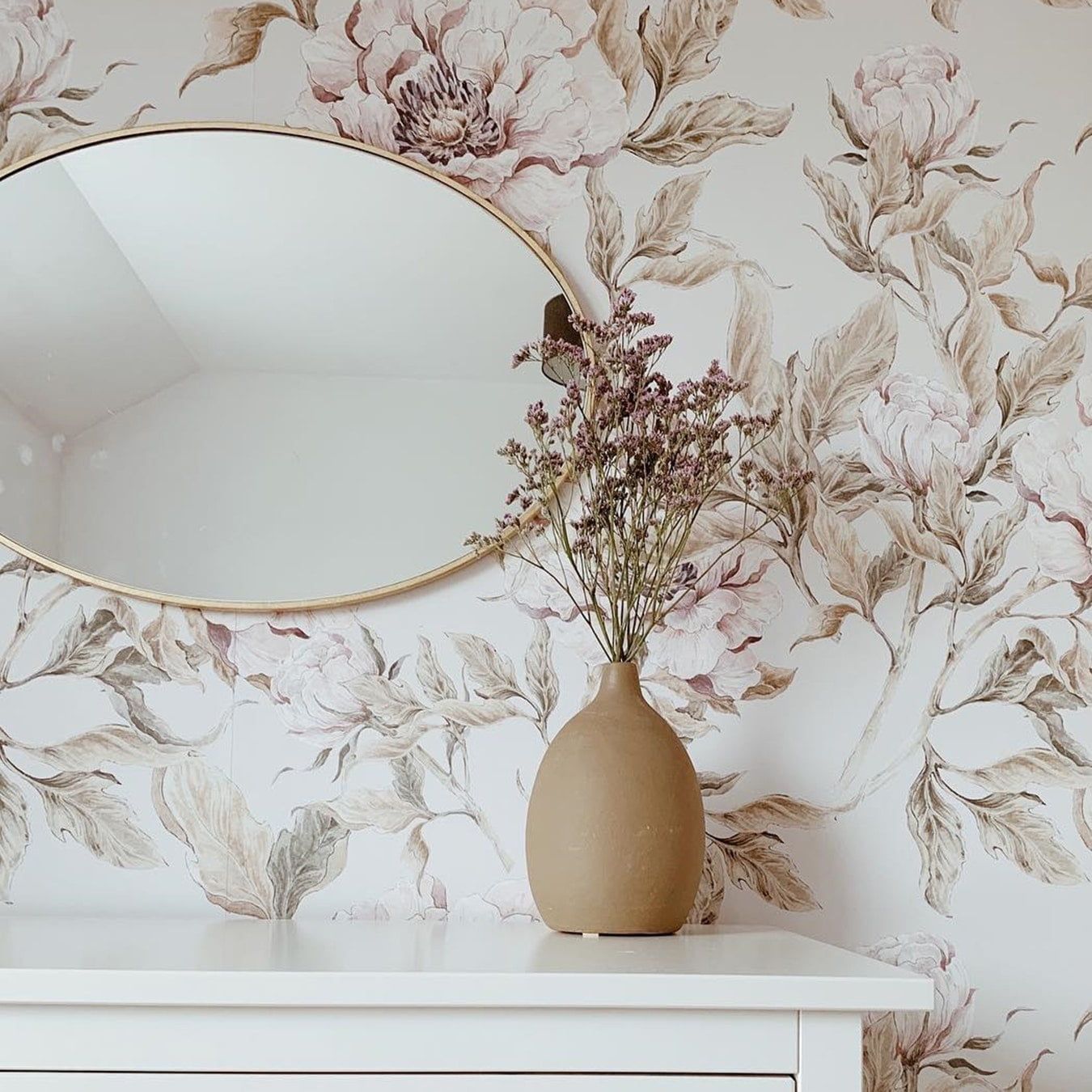 Peonies Beige Wallpaper