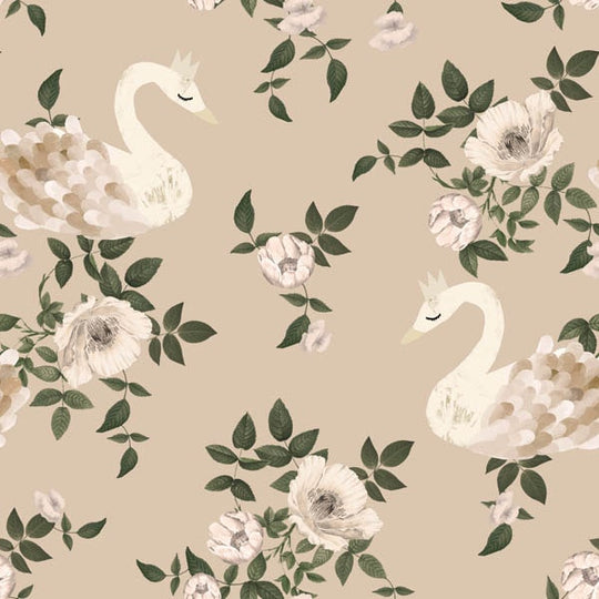 Swans kingdom beige Wallpaper dekornik