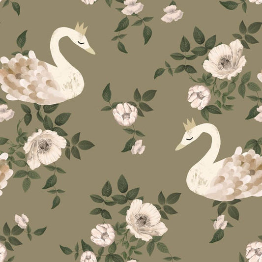 "Swan's Kingdom" Green Wallpaper.