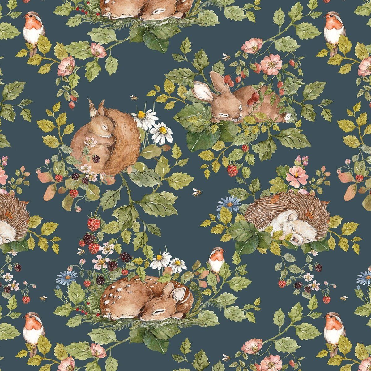 Little Sleepy Animals Dark Wallpaper