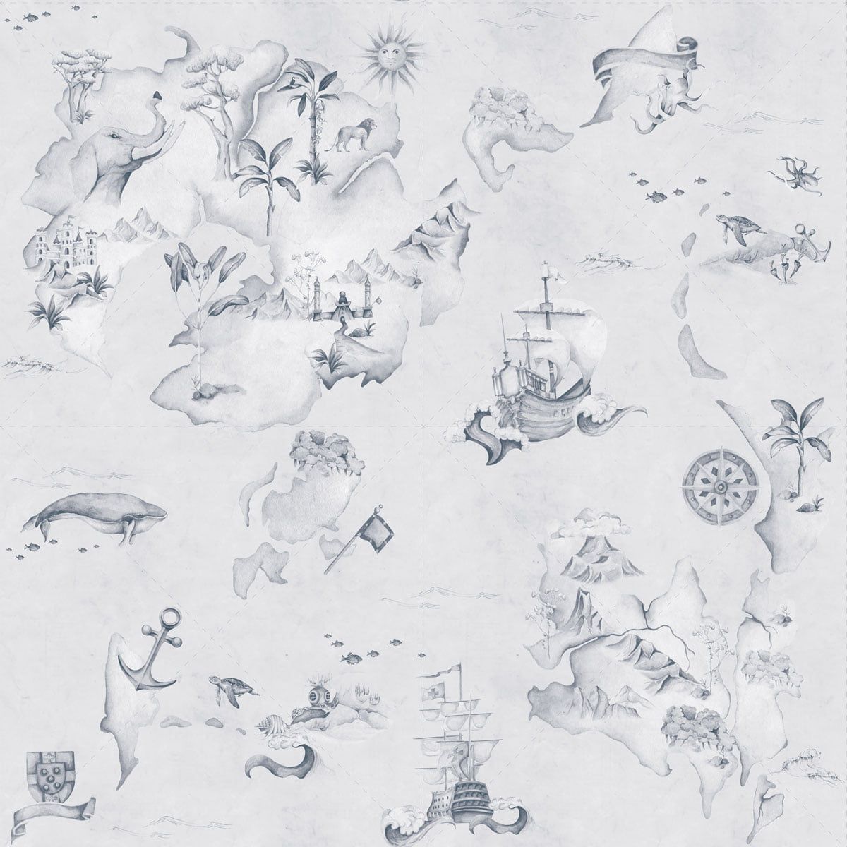 Map Stories From The Sea Blue Wallpaper Sample