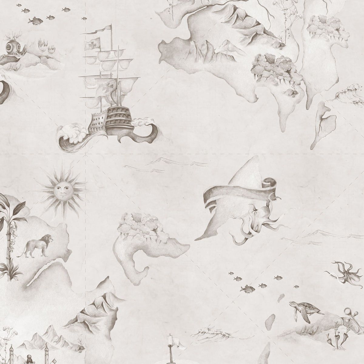 Map Stories From The Sea Sepia Wallpaper