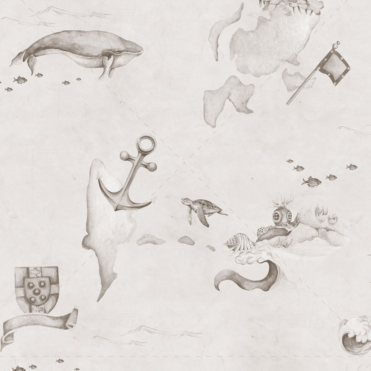 Map Stories From The Sea Sepia Wallpaper