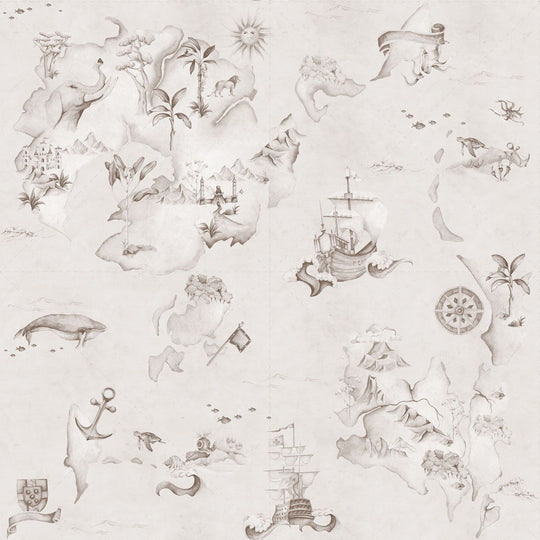 Map Stories From The Sea Sepia Wallpaper