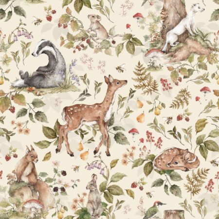 Cute forest animals Light Wallpaper