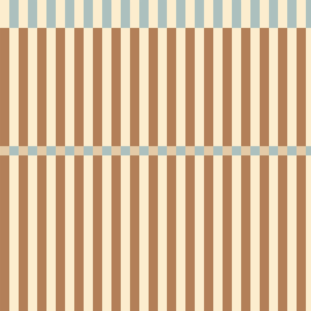 Stripes nostalgia brown blue vintage Wallpaper