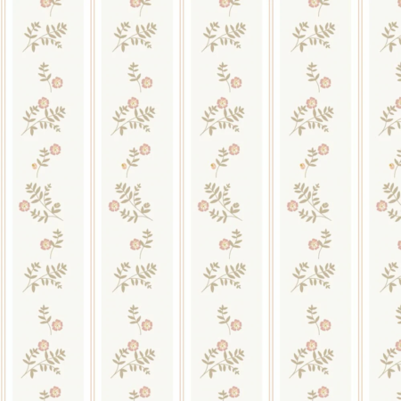 French Cottage Flowers Beige Wallpaper