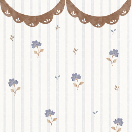 Delicate retro flowers with ornament Wallpaper