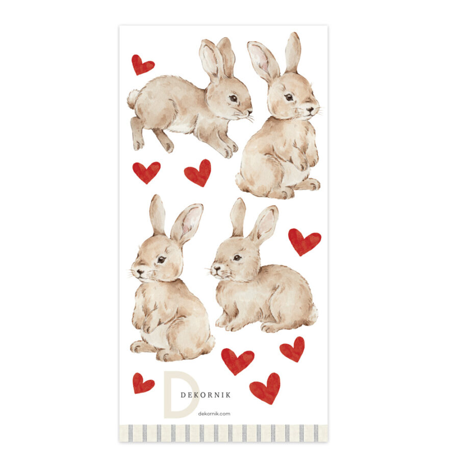 Rabbits hearts red Wall stickers | Dekornik