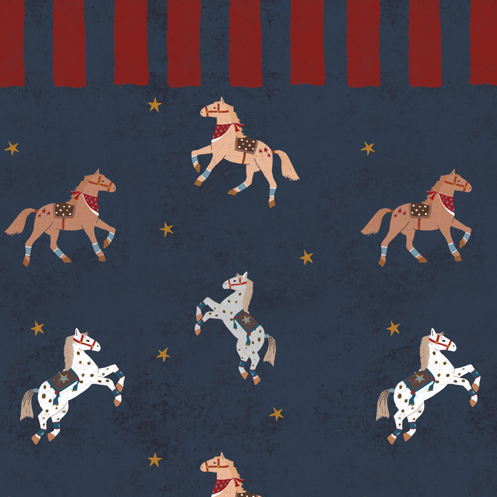 Spanish horses with border red Wallpaper