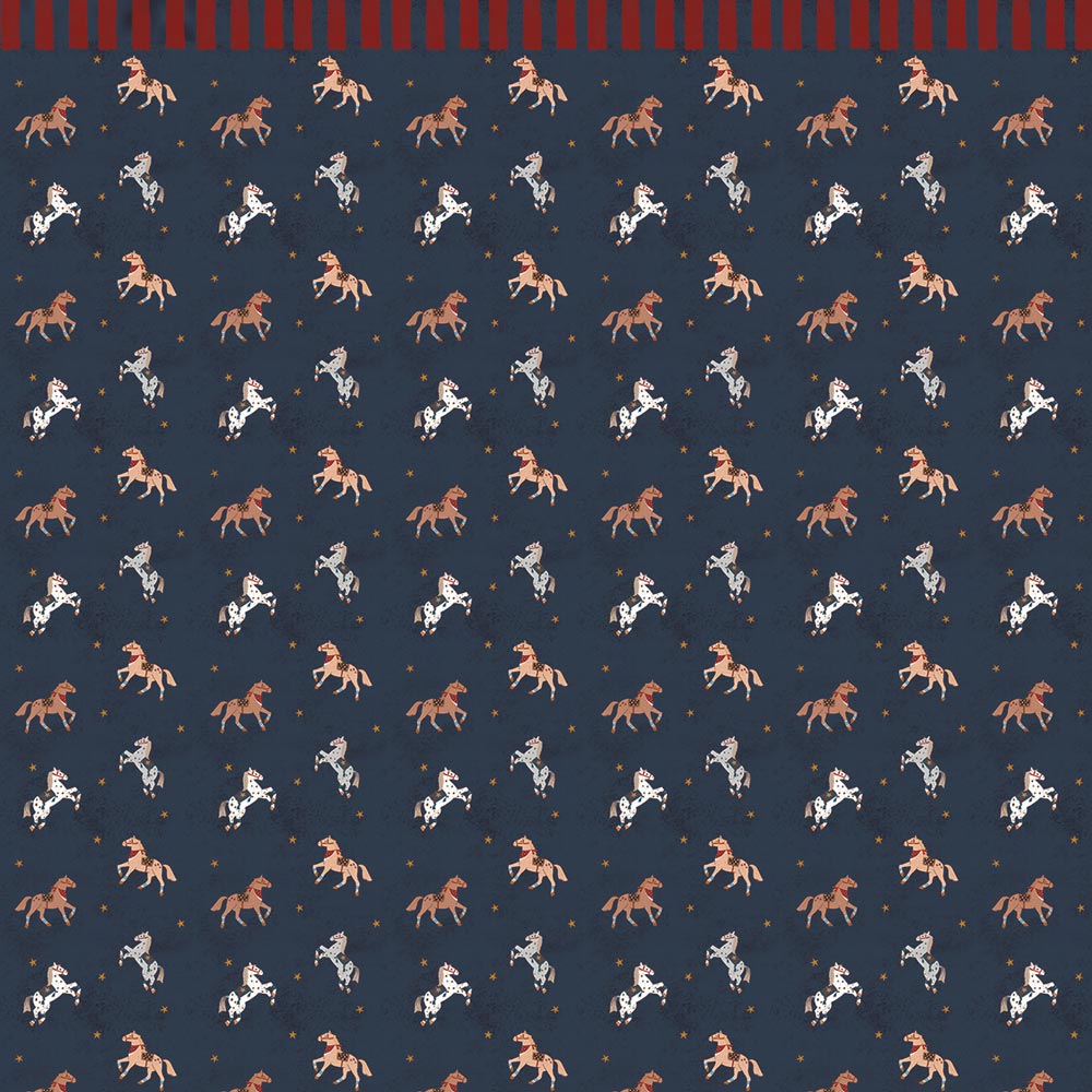 Spanish horses with border red Wallpaper - Image 3